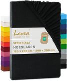 Lavea® Hoeslaken 180x200 cm – 100% Katoen, Zwart