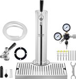 Vevor Biertorenset, Bierombouwset met Enkele Kraan, Roestvrijstalen Biertorendispenser met Dubbele Meter W21.8 Regelaar en S-systeem Vatkoppeling, Bierlekbak voor Thuisfeesten