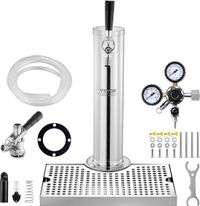 Vevor Biertorenset, Bierombouwset met Enkele Kraan, Roestvrijstalen Biertorendispenser met Dubbele Meter W21.8 Regelaar en S-systeem Vatkoppeling, Bierlekbak voor Thuisfeesten