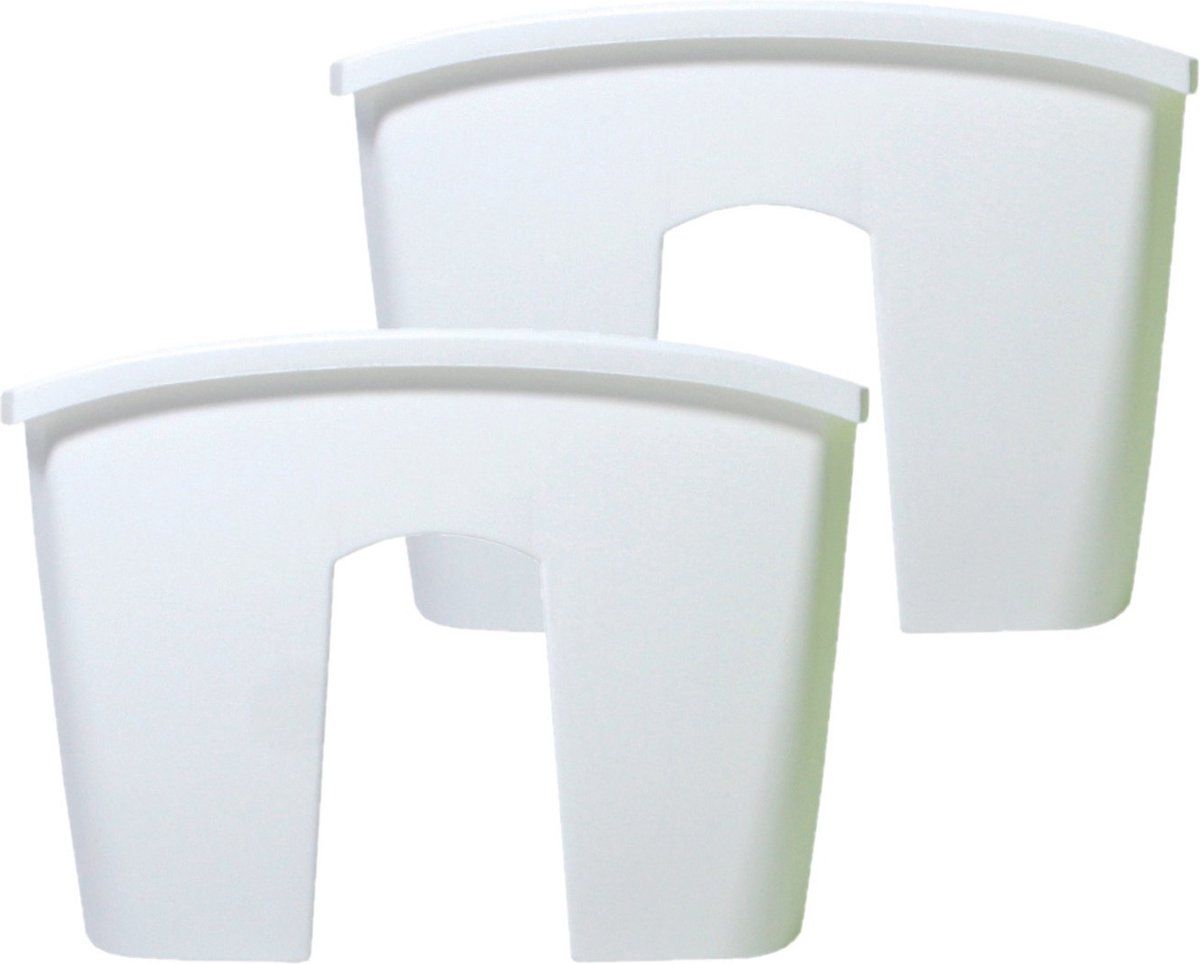 Prosperplast 2x stuks balkon railing opzet plantenbakken/bloembakken kunststof 58 x 28 x 20 cm parel wit kleur voor buiten