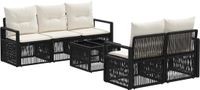 vidaXL Tuinbank Set Zwart Polyrattan