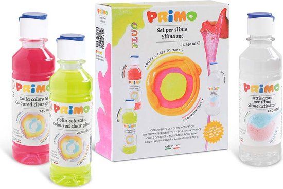 PRIMO Slijm Maakset Fluo - 2 Fluo Kleuren + Activator - Slijm maken