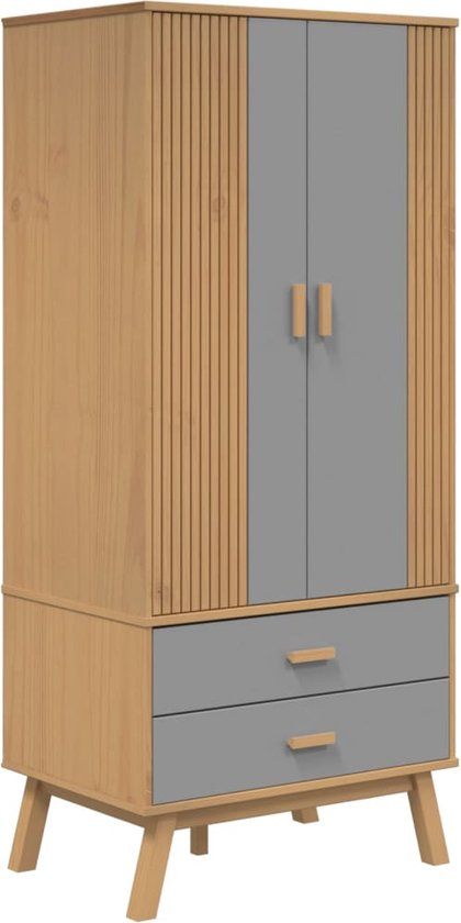 vidaXL Kledingkast OLDEN 76,5x53x172 cm Grenenhout Grijs en Bruin