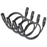 (4 Jindaaudio (4 stuks) DMX Kabel 1.2m XLR Kabel Podiumverlichting Kabel Draad 3 Pin XLR Man-vrouw voor Microfoons en Podiumverlichting