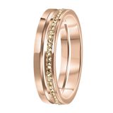 Lucardi Dames Ring roseplated 2rij met light peach - Ring - Cadeau - Staal - Rosékleurig