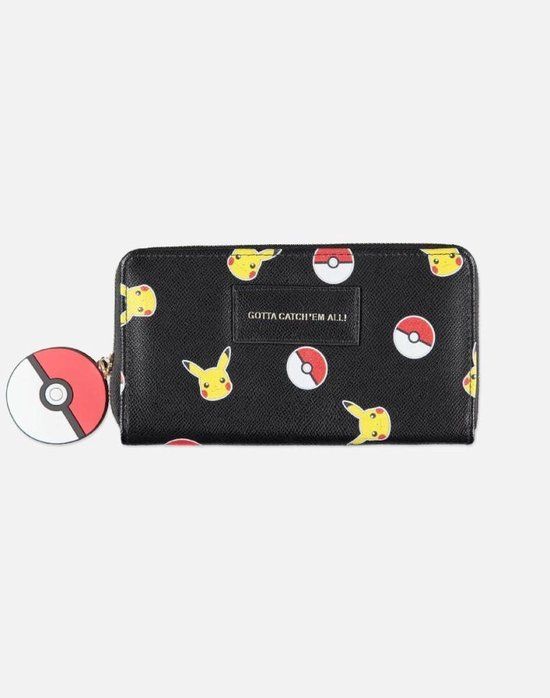 Pokémon Pikachu Zwart Portemonnee Dames - Ritssluiting - 6 pasjes