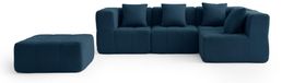 MILYsofa Canapé d'angle modulable, 4 places avec méridienne, tissu bouclé, housses de coussin amovibles (bleu profond, 4 places avec méridienne)