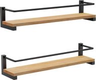Merkloos Houten Kruidenrek in 2-delige set, Wandmontage Hangende Keukenorganizer voor Kruiden, Kruiden, Potten Keuken Kookgerei Opbergplank, 40x9x7cm
