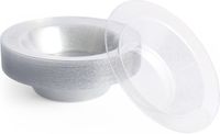 Matana – 25 Plastic Kommen, 360ml – Met Zilveren Glitter – Herbruikbaar & Stevig – Voor Bruiloften, Verjaardagen & Feesten