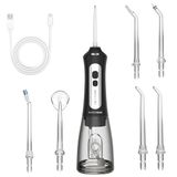 BarberBoss Draadloze tandwaterflosser, 5 reinigingsmodi, 6 straalsproeiers, LED-display, oplaadbare monddouche, IPX7 waterdicht, waterflosser