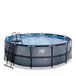 Exit Stone Piscine Ø427x122cm - Gris - Avec pompe à filtre à sable