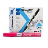 Plus Office Permanente markers, verpakking met 12 permanente markers met conische punt van 1,3 mm, water- en lichtbestendig, permanent voor beschrijven, markeren en tekenen (roze)