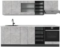 Vicco R-Line Complete keukeneenheid – 240 cm, WB Marmer Beton/antraciet