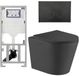 QeramiQ Dely Toiletset - 36.3x51.7cm - diepspoel - rimless - Geberit UP320 inbouwreservoir - met Burda frame - softclose toiletzitting - mat zwarte bedieningsplaat - rechtehoekige knoppen - mat zwart