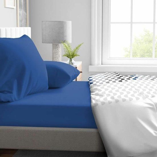 Hoeslaken, HOME LINGE PASSION Verstelbaar onderlaken HP71763 Blauw 90 x 190 + 30 cm