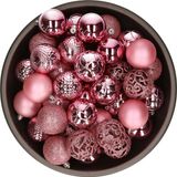 Kaemingk B.V. Boules de Noël - 37x pièces - rose bubblegum - 6 cm - plastique