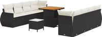 vidaXL Tuinbank - Set - 11 - st - Zwart - poly - rattan