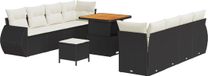 vidaXL Banc de jardin - Set - 11 - pièces - Noir - poly - rotin
