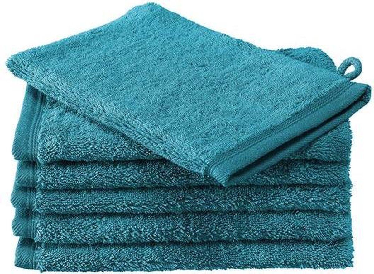 De Witte Lietaer Contessa Washandje - 16x22 cm - Set van 6 - Lagoon Blue