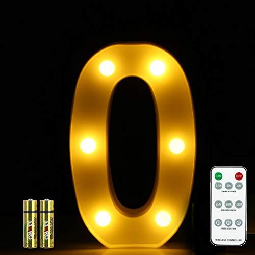HONPHIER Led-cijferlamp 3D-cijferlamp - 0 - Afstandsbediening - Verjaardag