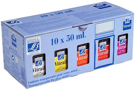 Lefranc Bourgeois Vitrail Glass and Porcelain Paint Set 50 ml (10 pieces)