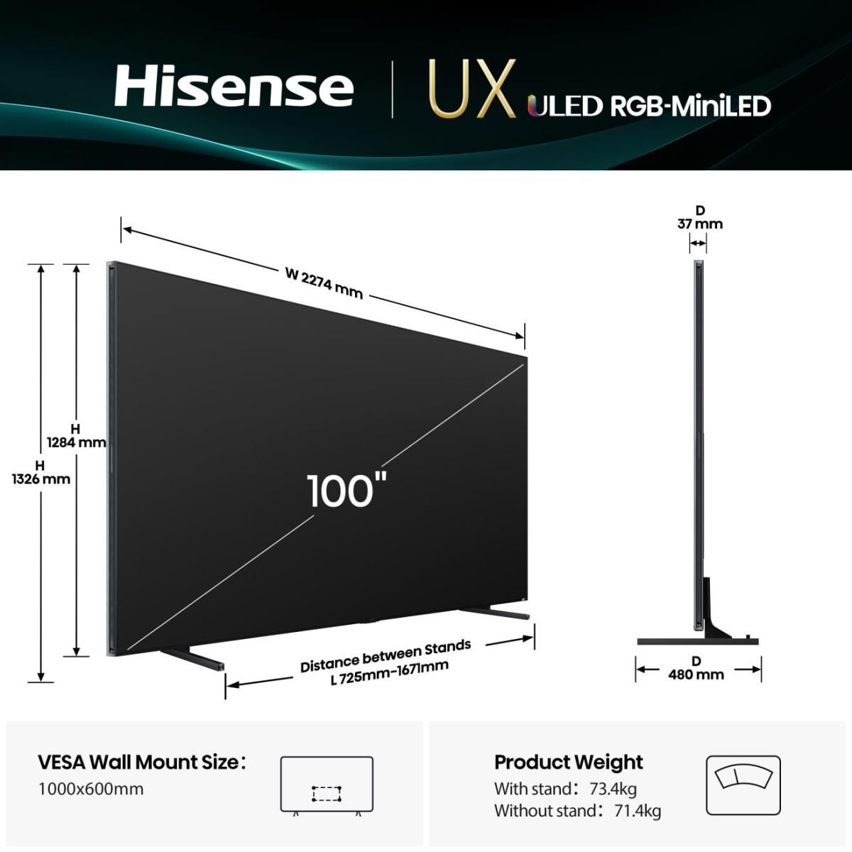 Hisense 100UXQ / LCD screen / 100 inches / 2025