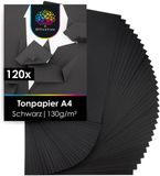 OfficeTree 120 Blatt Bastelpapier schwarz - Tonpapier A4 130g/m²