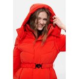 Desigual imitatieleren winterjas met ceintuur - rood