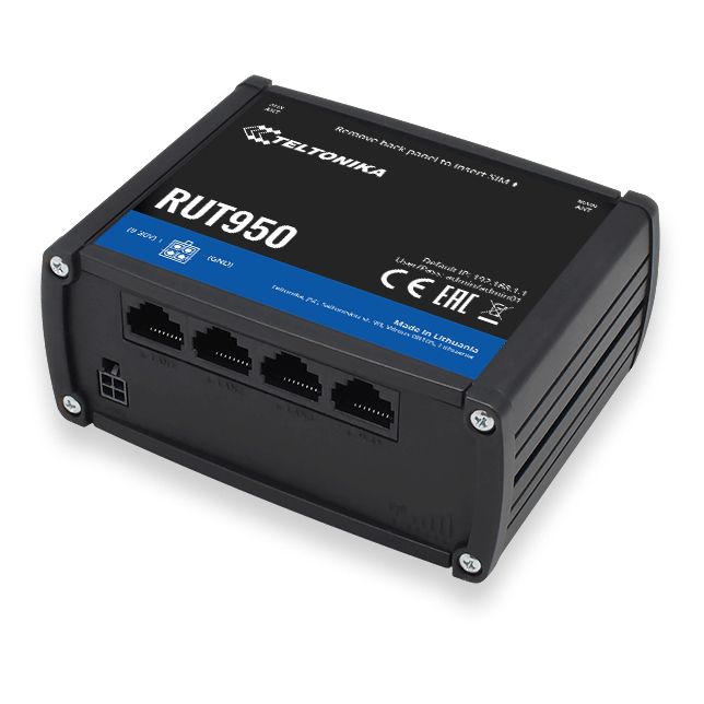 Teltonika RUT950 - Draadloze router - 4G - Single-band (2.4 GHz) - Zwart