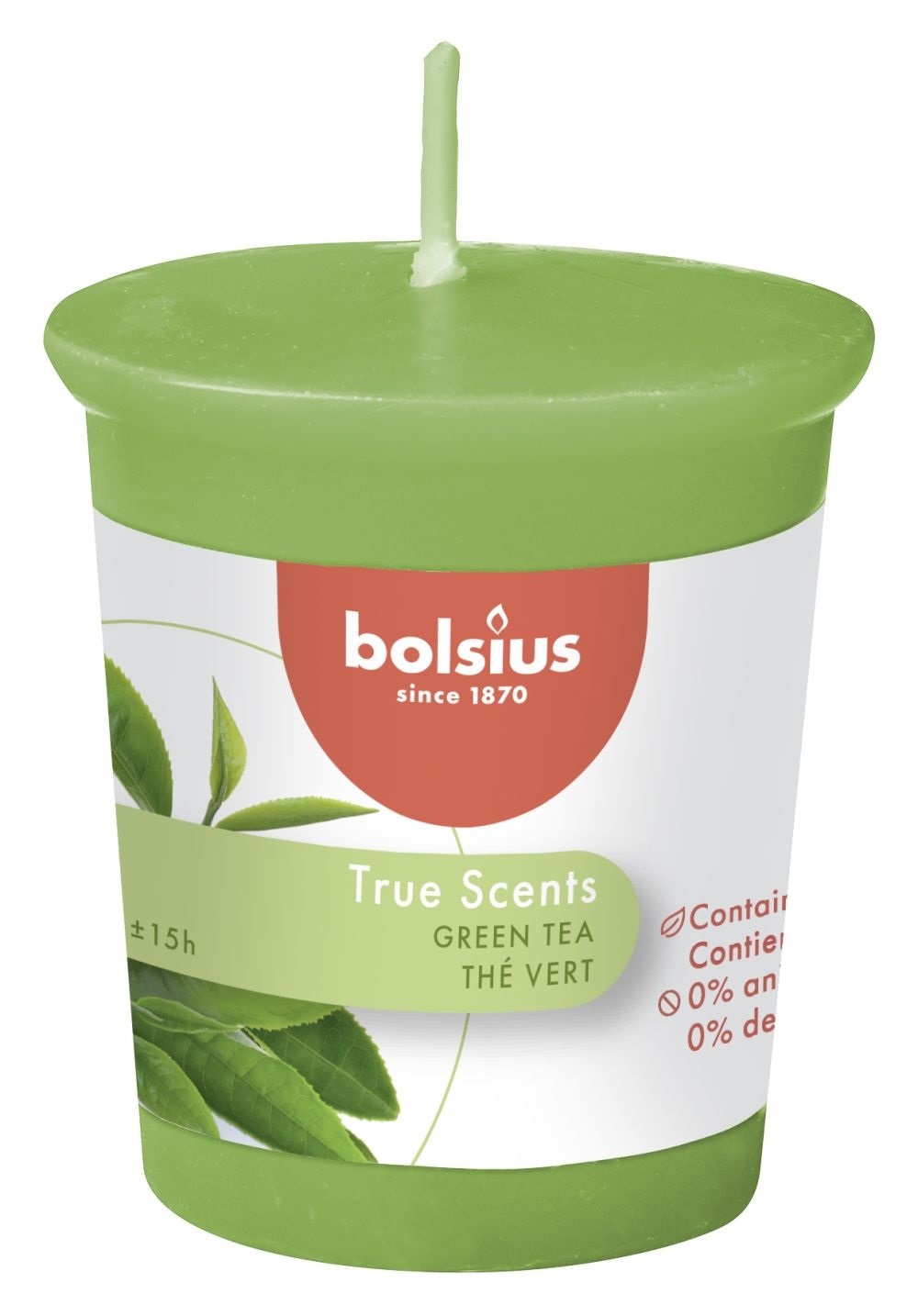 Bolsius Gegeurde Votive 53/45 True Scents Green Tea Pak A 12 Stuks