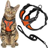 Voyager Ontsnappingsbestendig kattenharnas en riemset met reflecterende naden, neopreen handvat 1,5 m