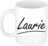 Bellatio Decorations Laurie Naam koffiemok - beker - met sierlijke letters - wit
