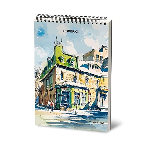 Stifflexible Stifflex Premium artWORK – Paint Corner Shop / schetsboek schetsboek spiraalbinding, Italiaans, 24 x 33 cm, 30 natuurlijke witte blanco en 3 abrikoos 3 blauwe 3 grijze 3 zwarte bladeren