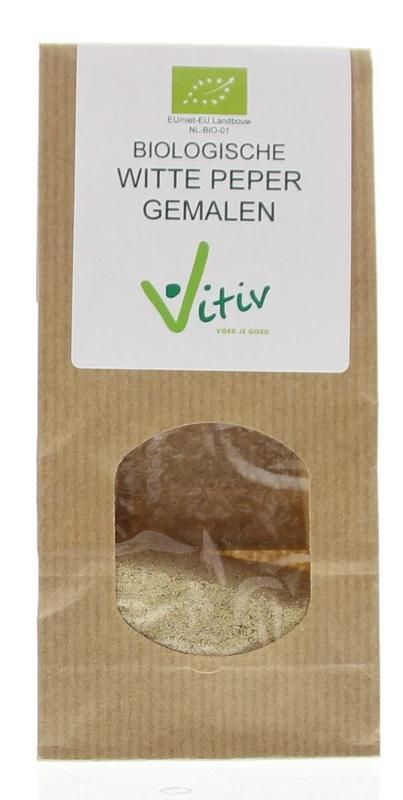 Biologische witte peper gemalen 40g