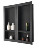 VEVOR Douchenis 40,6 x 81,3 cm + 40,6 x 81,3 cm wandnis met beweegbaar rek, 10,2 cm dik, moderne organizer voor zeep en shampoo, zwart, voor badkamerdouche