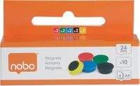 Nobo Magnetische Whiteboard Magneten - Pak Van 10 Stuks - 24mm Magneten - Assorti 5 Kleuren