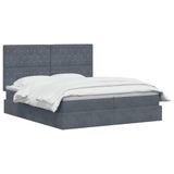 vidaXL - Opbergbed - met - hoofdeinde - Donkergrijs - 200 - x - 200 - cm - Fluweel