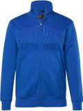 JP 1880 Heren Sweatvest Opstaande Kraag Badges Jeans Blauw Maat 6XL
