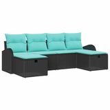 vidaXL Tuinbank Set Zwart Poly Rattan