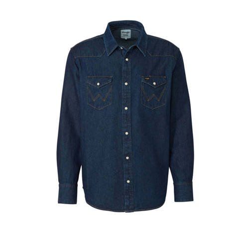 Wrangler regular fit overhemd blauw