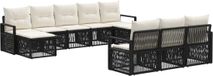 vidaXL Tuinbank - Set - 10 zitplekken - Zwart - Polyrattan