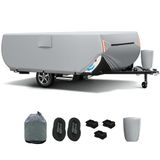 SILIVN Pop-up opvouwbare aanhangwagen Camper Cover past 10'-12', verbeterde zware bescherming ripstop waterdichte aanhangwagenhoes met 3 bodembanden, anti-UV winddicht alle seizoenen bescherming voor
