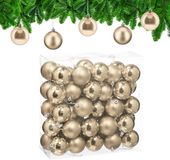 Relaxdays Kerstballen Set van 50 - Ø 6 cm - Glanzend & Mat - Kunststof - Champagne