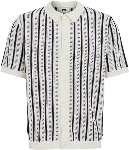 WE Fashion Heren gebreide polo met structuur