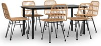 vidaXL 7-delige Tuinset Poly Rattan Bruin