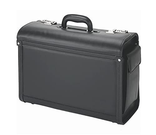 Alassio pilotenkoffer GENOVA - zwart - 46 x 35 x 20,5 cm - imitatieleer