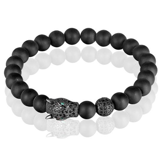 Memphis Elastische Kralen armband Luipaard Zwart