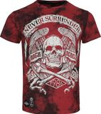 Rock Rebel by EMP rood-zwart t-shirt Never Surrender doodskop in batiklook - Heren - L