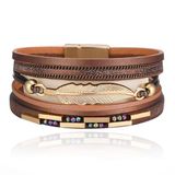 Deja Jewels Deja Armband goudkleurig bruin met veer en strass
