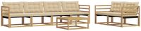 vidaXL - Bank loungeset - 6 zitplekken - Wit en Beige - Acacia hout